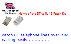 BT to RJ45 Patch Kits, patch BT to CAT5/CAT6 etc