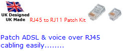 BT & ADSL to RJ45 Patch Kits, patch ADSL to CAT5/CAT6 etc